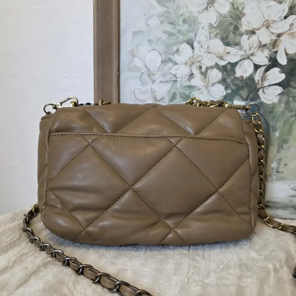 Steve Madden Bterra Tan Quilted Faux Leather Bag Top Handle Crossbody